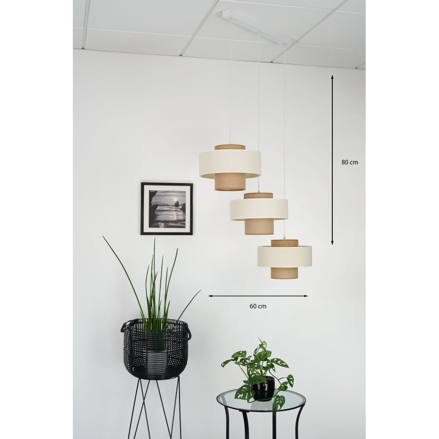 Brilagi - Luster na sajli DALLAS 3xE27/15W/230V smeđa/krem/bijela