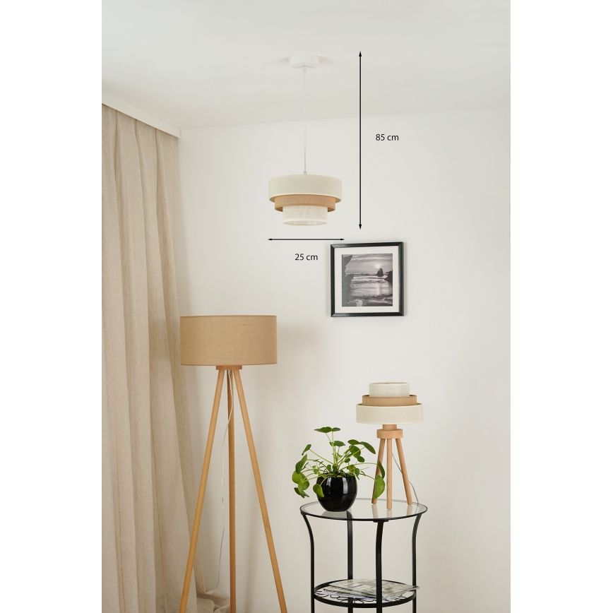Brilagi - Luster na sajli DENVER LUNETA 1xE27/15W/230V pr. 25 cm bež/smeđa/krem