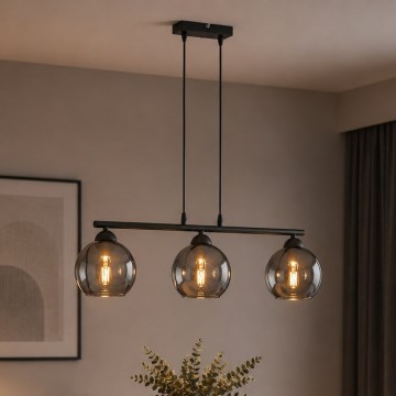 Brilagi - Luster na sajli DIOR 3xE27/60W/230V crna/zadimljeno-siva