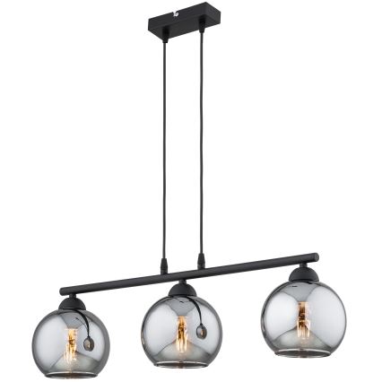 Brilagi - Luster na sajli DIOR 3xE27/60W/230V crna/zadimljeno-siva