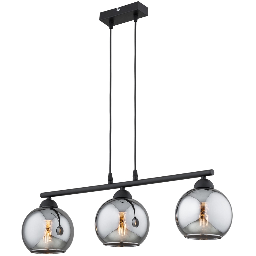 Brilagi - Luster na sajli DIOR 3xE27/60W/230V crna/zadimljeno-siva