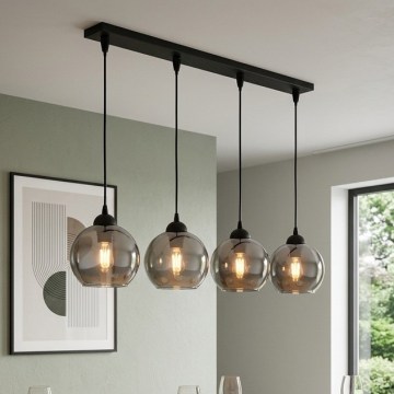 Brilagi - Luster na sajli DIOR 4xE27/60W/230V crna/dimna siva