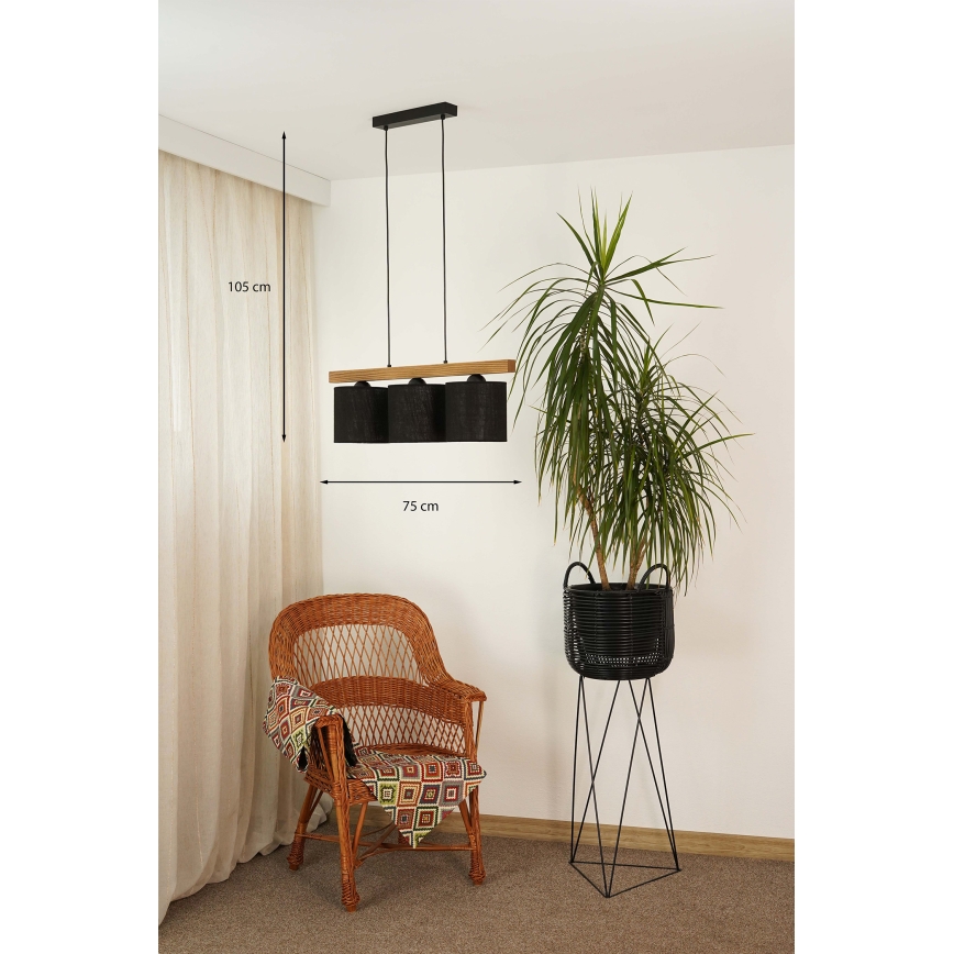 Brilagi - Luster na sajli FOREST 3xE27/15W/230V bor/crna