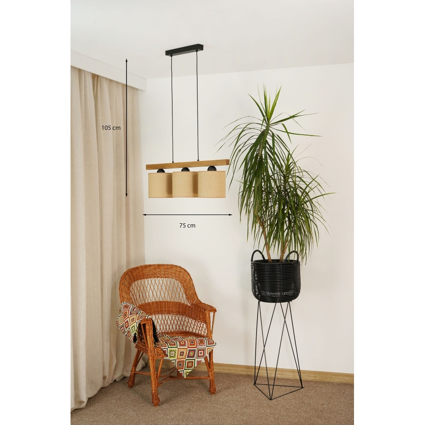 Brilagi - Luster na sajli FOREST 3xE27/15W/230V bor/smeđa/crna