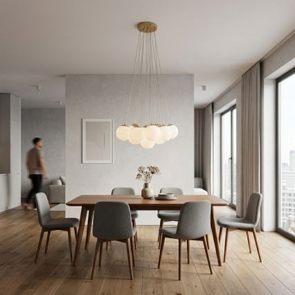 Brilagi - Luster na sajli GLOBE 15xE14/15W/230V bijela