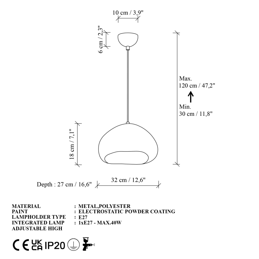 Brilagi - Luster na sajli LOVAL 1xE27/40W/230V Ø 32 cm bijela
