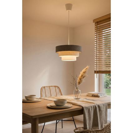 Brilagi - Luster na sajli LUNETA 1xE27/60W/230V Ø 40 cm siva/krem/bijela