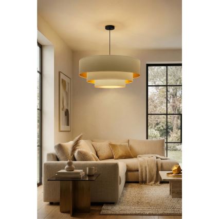 Brilagi - Luster na sajli LUNETA 3xE27/60W/230V Ø 80 cm krem/zlatna