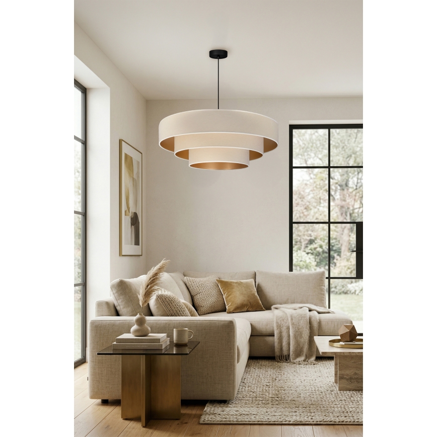 Brilagi - Luster na sajli LUNETA 3xE27/60W/230V Ø 80 cm krem/zlatna