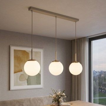 Brilagi - Luster na sajli MILO 3xE27/60W/230V bež/zlatna