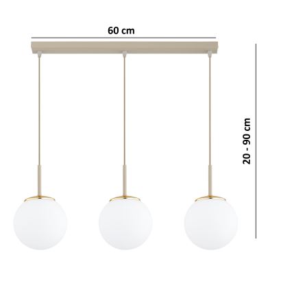 Brilagi - Luster na sajli MILO 3xE27/60W/230V bež/zlatna