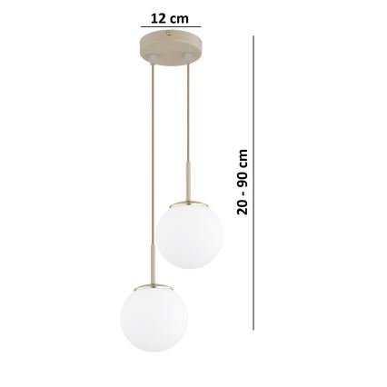 Brilagi - Luster na sajli MILO ECRU 2xE27/60W/230V bež/zlatna