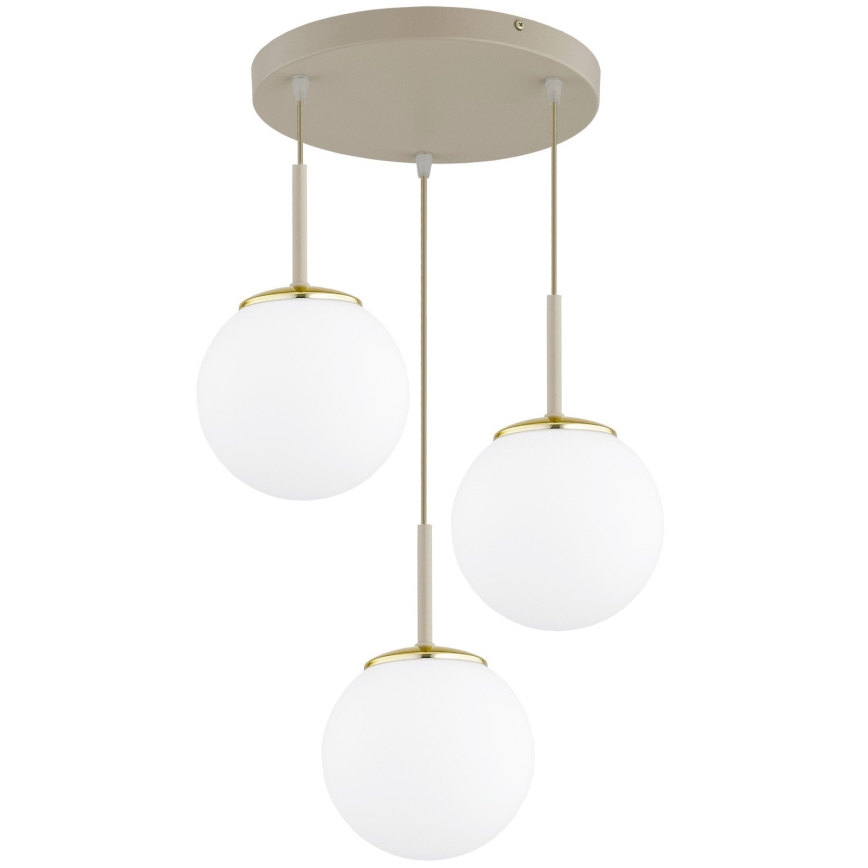 Brilagi - Luster na sajli MILO ECRU 3xE27/60W/230V bež/zlatna
