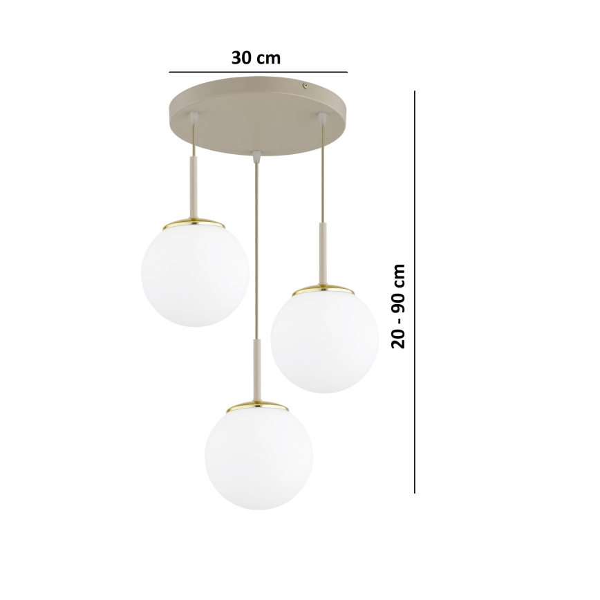 Brilagi - Luster na sajli MILO ECRU 3xE27/60W/230V bež/zlatna