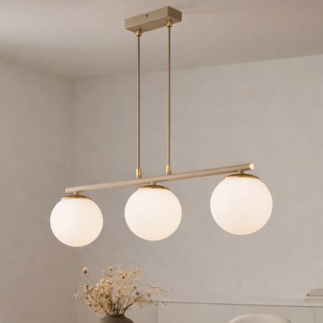 Brilagi - Luster na sajli MILO ECRU 3xE27/60W/230V bež/zlatni