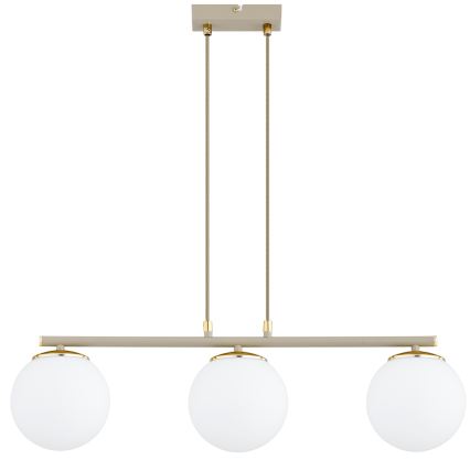Brilagi - Luster na sajli MILO ECRU 3xE27/60W/230V bež/zlatni