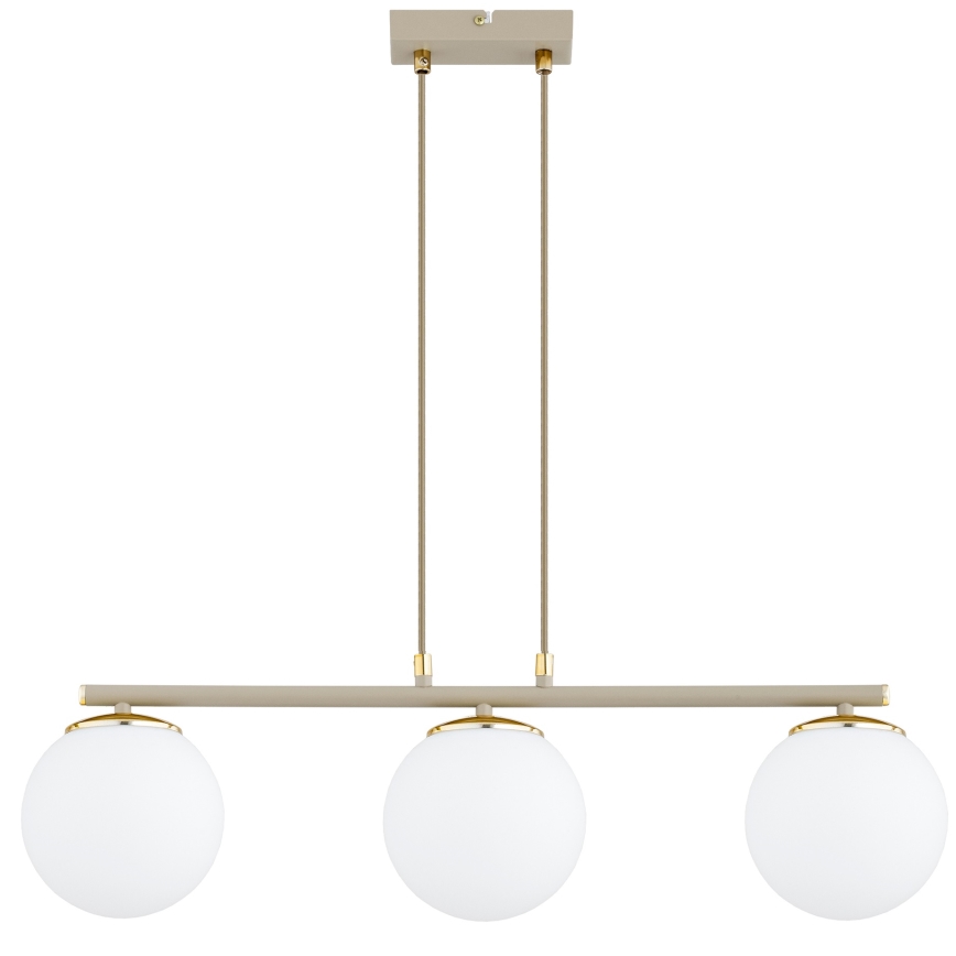 Brilagi - Luster na sajli MILO ECRU 3xE27/60W/230V bež/zlatni