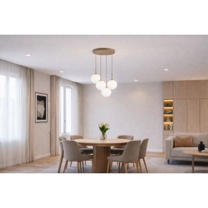 Brilagi - Luster na sajli MILO ECRU 4xE27/60W/230V bež/zlatna