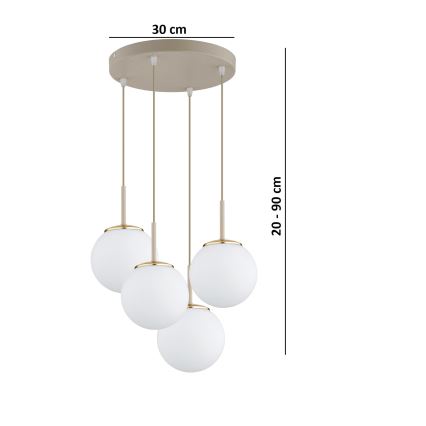Brilagi - Luster na sajli MILO ECRU 4xE27/60W/230V bež/zlatna