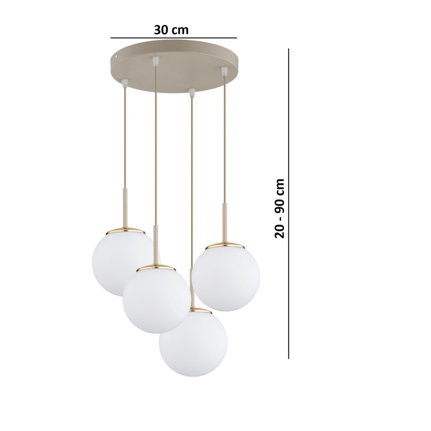 Brilagi - Luster na sajli MILO ECRU 4xE27/60W/230V bež/zlatna