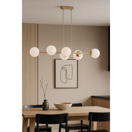 Brilagi - Luster na sajli MILO ECRU 6xE27/60W/230V bež/zlatna