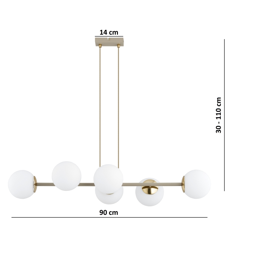 Brilagi - Luster na sajli MILO ECRU 6xE27/60W/230V bež/zlatna