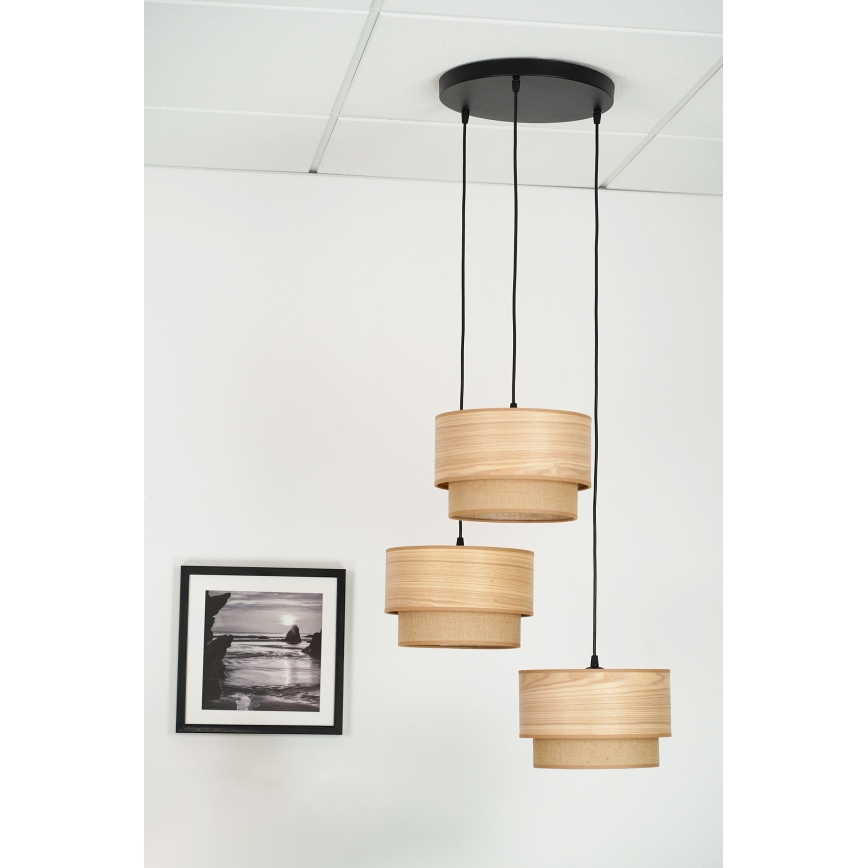 Brilagi - Luster na sajli MONTANA BOHO 3xE27/15W/230V smeđa/crna