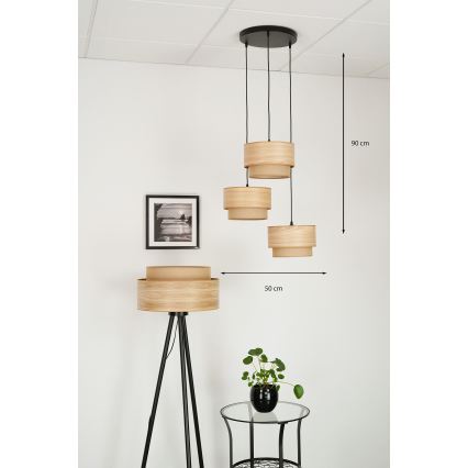 Brilagi - Luster na sajli MONTANA BOHO 3xE27/15W/230V smeđa/crna