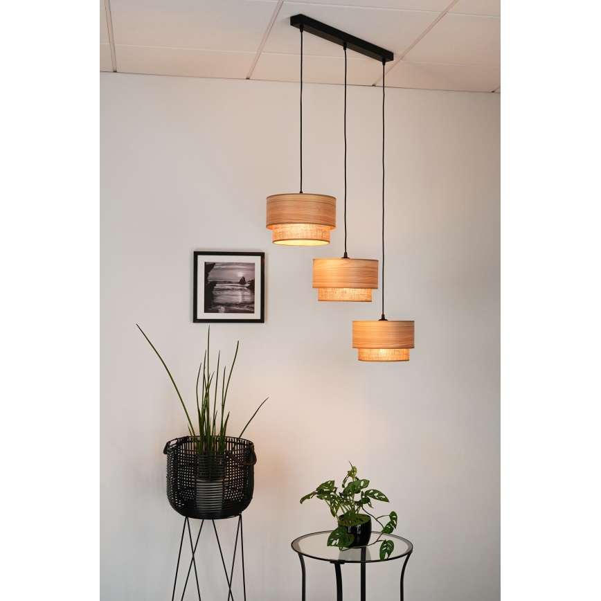 Brilagi - Luster na sajli MONTANA BOHO 3xE27/15W/230V smeđa/crna