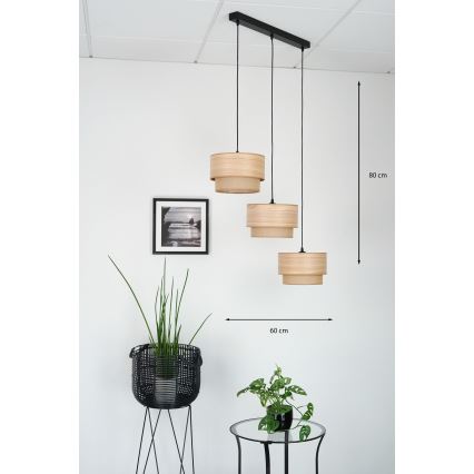 Brilagi - Luster na sajli MONTANA BOHO 3xE27/15W/230V smeđa/crna