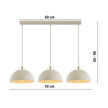 Brilagi - luster na sajli MOON 3xE27/60W/230V bež/zlatan