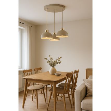 Brilagi - Luster na sajli MOON 3xE27/60W/230V bež/zlatna