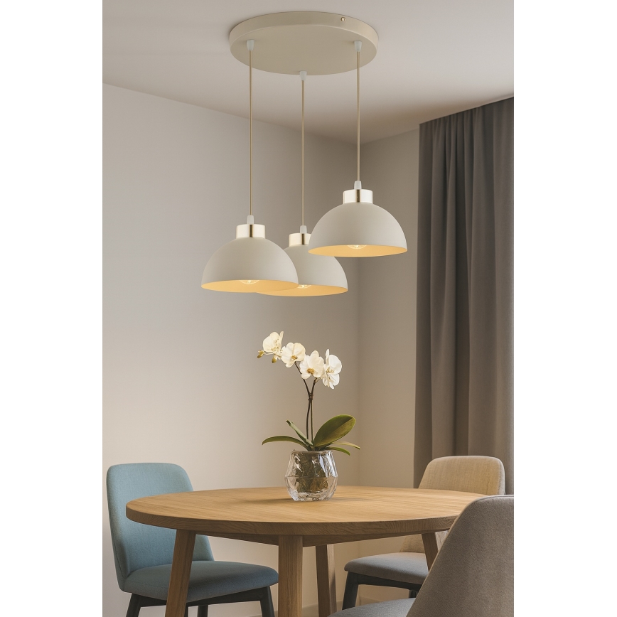 Brilagi - Luster na sajli MOON 3xE27/60W/230V bež/zlatna