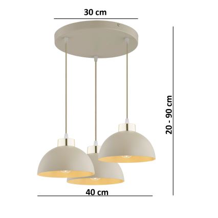 Brilagi - Luster na sajli MOON 3xE27/60W/230V bež/zlatna