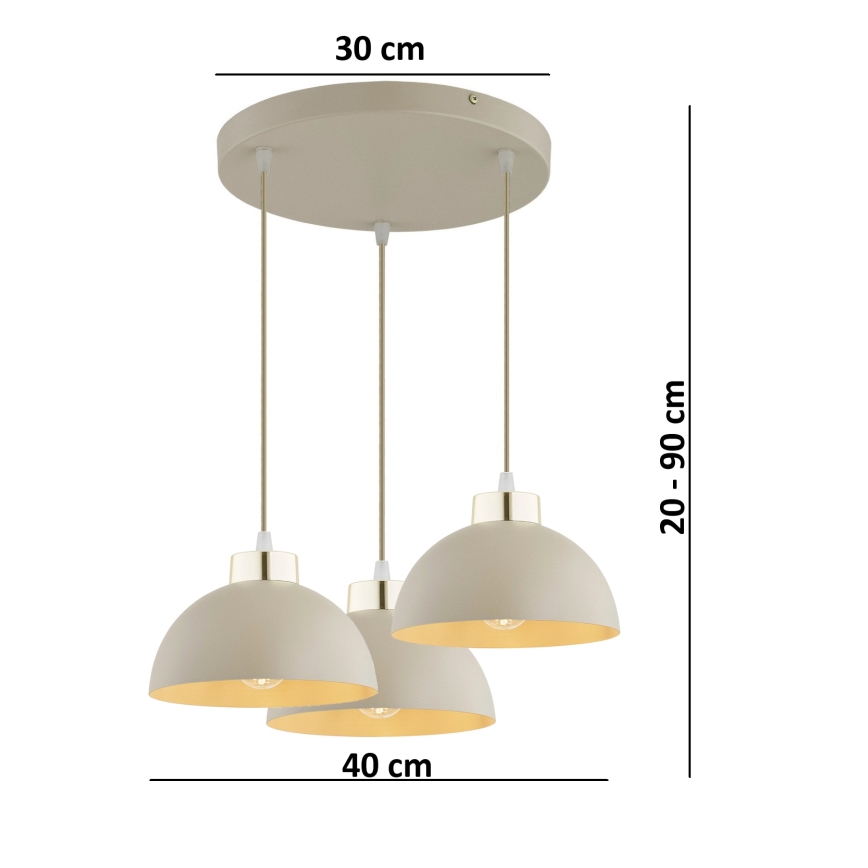 Brilagi - Luster na sajli MOON 3xE27/60W/230V bež/zlatna