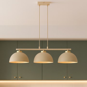 Brilagi - Luster na sajli MOON 3xE27/60W/230V bež/zlatna