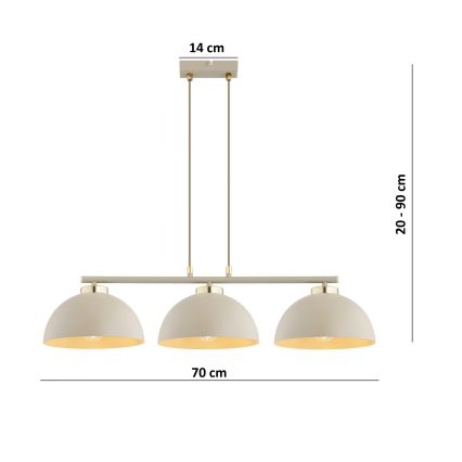 Brilagi - Luster na sajli MOON 3xE27/60W/230V bež/zlatna