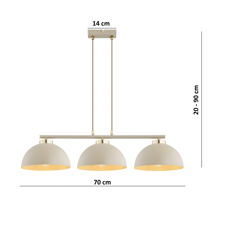 Brilagi - Luster na sajli MOON 3xE27/60W/230V bež/zlatna