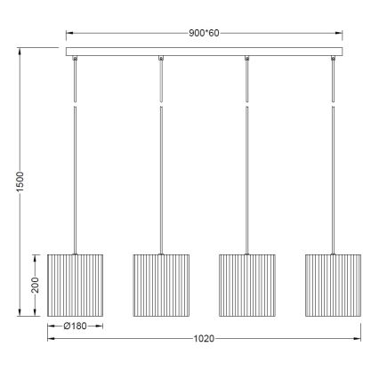 Brilagi - Luster na sajli NORDIC WAVE 4xE27/15W/230V lan/crna