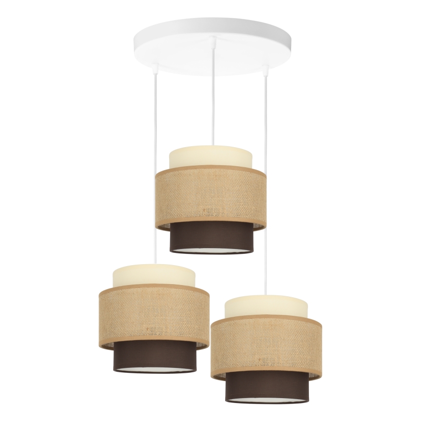 Brilagi - Luster na sajli RESNA 3xE27/60W/230V Ø 45 cm bež/crna