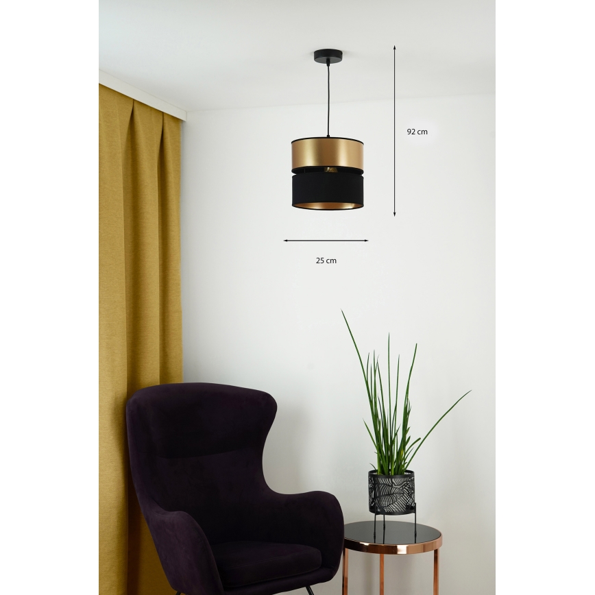 Brilagi - Luster na sajli ROYAL 1xE27/15W/230V pr. 25 cm crna/zlatna