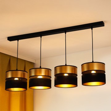 Brilagi - Luster na sajli ROYAL 4xE27/15W/230V crna/zlatna