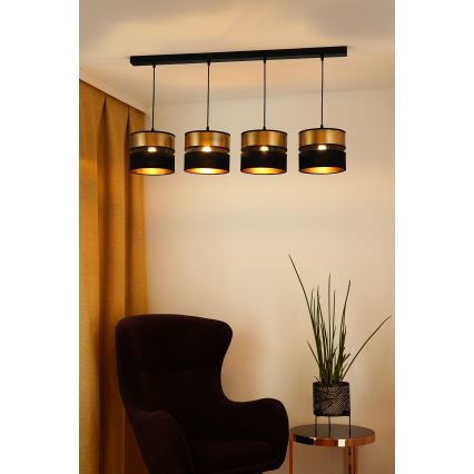 Brilagi - Luster na sajli ROYAL 4xE27/15W/230V crna/zlatna