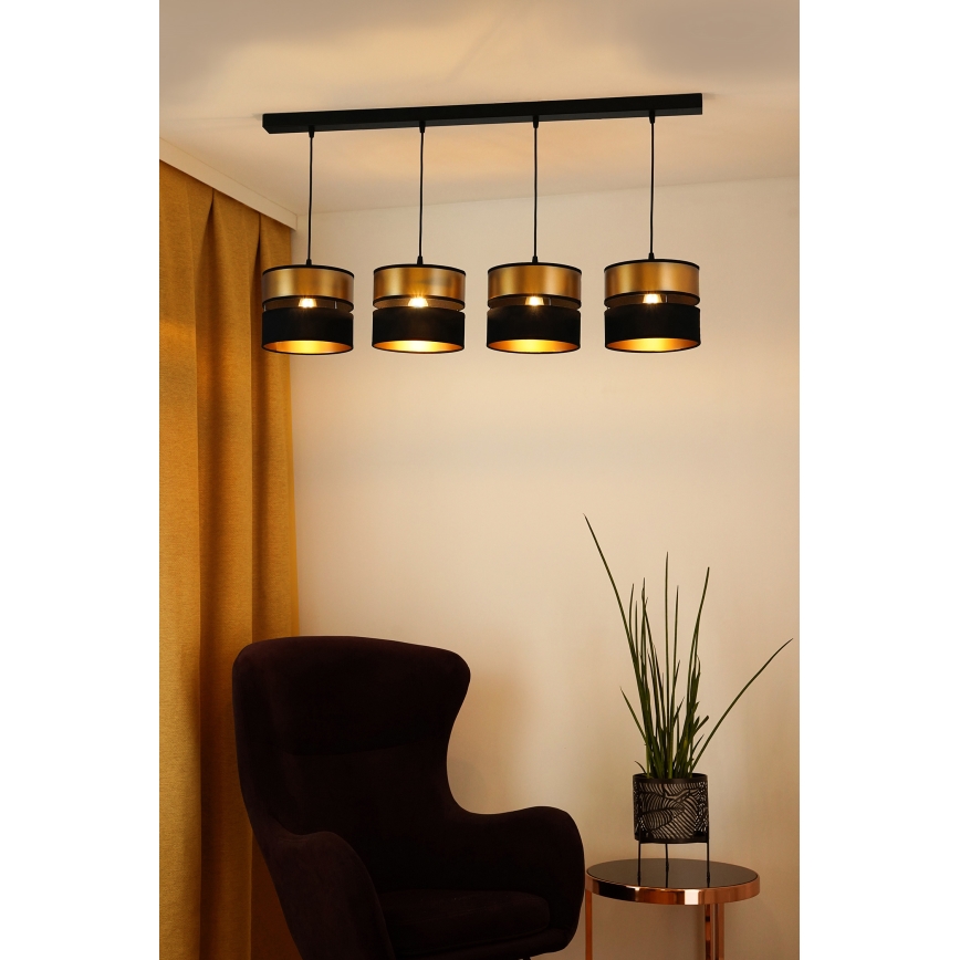 Brilagi - Luster na sajli ROYAL 4xE27/15W/230V crna/zlatna