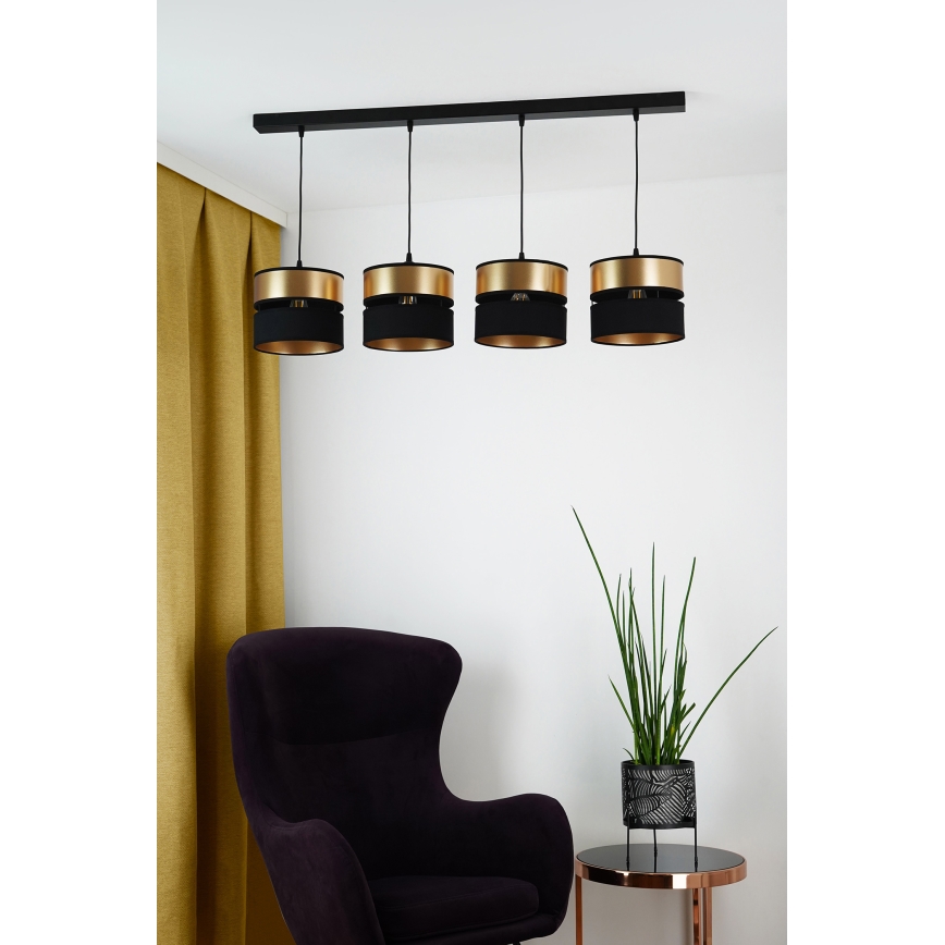 Brilagi - Luster na sajli ROYAL 4xE27/15W/230V crna/zlatna