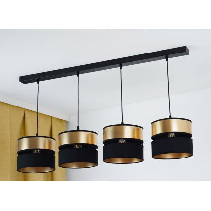 Brilagi - Luster na sajli ROYAL 4xE27/15W/230V crna/zlatna