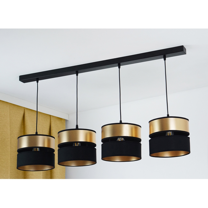 Brilagi - Luster na sajli ROYAL 4xE27/15W/230V crna/zlatna