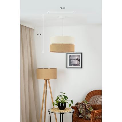 Brilagi - Luster na sajli ROYAL YUTE 1xE27/15W/230V pr. 40 cm bež/krem