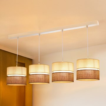 Brilagi - Luster na sajli ROYAL YUTE 4xE27/15W/230V bež/krem/bijela