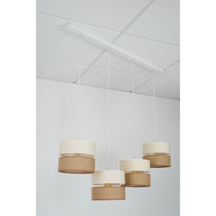 Brilagi - Luster na sajli ROYAL YUTE 4xE27/15W/230V bež/krem/bijela